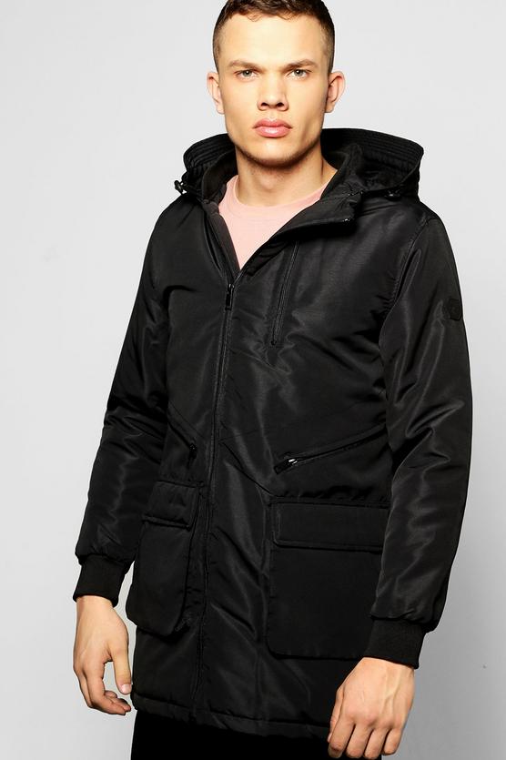 Padded Parka with Multi Zip Detail
